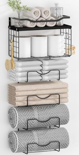 Wall-Mounted Multi-Shelf Towel Holders