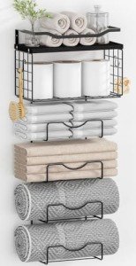 Wall-Mounted 6-Tier Towel Rack with Shelves