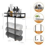 Wall-Mounted Metal Towel Rack with Wooden Shelf