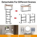 34" Wall-Mounted Towel Rack with Shelf & Basket