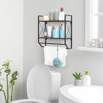 Rustic 2-Tier Wall Shelf with Hooks and Towel Bar