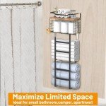 34" Wall-Mounted Towel Rack with Shelf & Basket