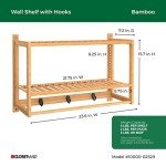 Bamboo Wall Shelf with Towel Bar & Hooks