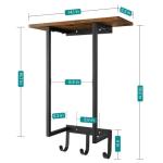 Wall-Mounted Towel Rack with Wooden Shelf & Hooks