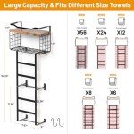 34" Wall-Mounted Towel Rack with Shelf & Basket
