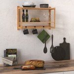 Bamboo Wall Shelf with Towel Bar & Hooks