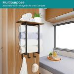 Wall-Mounted Towel Rack with Wooden Shelf & Hooks