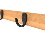 Bamboo Wall Shelf with Towel Bar & Hooks