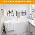 34" Wall-Mounted Towel Rack with Shelf & Basket