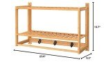 Bamboo Wall Shelf with Towel Bar & Hooks