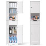 67" Tall White Storage Cabinet with Adjustable Shelves