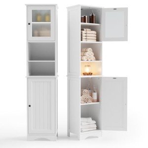 Gizoon 67" Tall White Bathroom Storage Cabinet