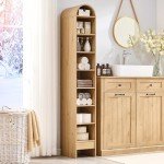 67” Tall Arched Bathroom Storage Cabinet