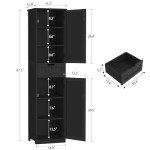 Narrow 67" Tall Black Storage Cabinet with Doors