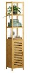 Tall Slim Bamboo Storage Cabinet with Shutter Door