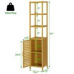 Tall Slim Bamboo Storage Cabinet with Shutter Door