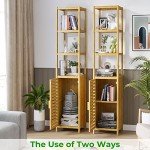 Tall Slim Bamboo Storage Cabinet with Shutter Door