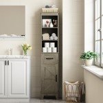 Seeday Tall Bathroom Storage Cabinet with Drawer