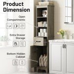 Seeday Tall Bathroom Storage Cabinet with Drawer