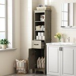 Seeday Tall Bathroom Storage Cabinet with Drawer