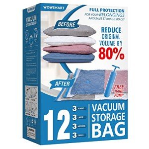 12 Vacuum Storage Bags with Hand Pump - Space Saver
