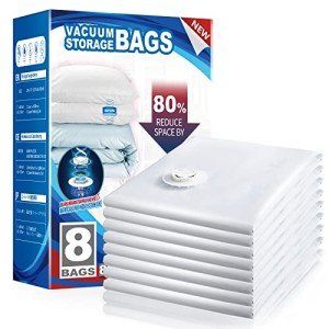 8 Pack Jumbo Vacuum Storage Bags for Clothes