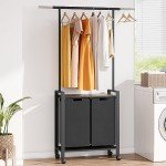 Rolling Laundry Sorter with Hanging Bar and Wheels