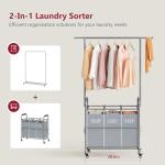 Tajsoon 3-Section Rolling Laundry Sorter with Rack
