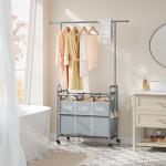 Tajsoon 3-Section Rolling Laundry Sorter with Rack