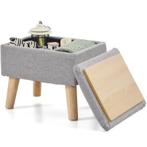 Gray Storage Ottoman and Foot Stool for Living Room