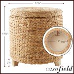 Handwoven Water Hyacinth Round Storage Ottoman
