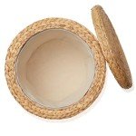 Handwoven Water Hyacinth Round Storage Ottoman