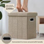 Collapsible Fabric Ottoman Storage Seat - Camel Brown