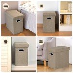 Collapsible Fabric Ottoman Storage Seat - Camel Brown