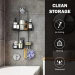 Matte Black Hanging Shower Caddy with Hooks