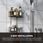 Matte Black Hanging Shower Caddy with Hooks