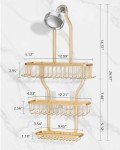 Gold Shower Caddy Hanging Organizer with Hooks