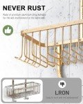 Gold Shower Caddy Hanging Organizer with Hooks