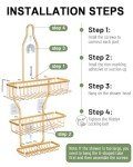 Gold Shower Caddy Hanging Organizer with Hooks