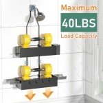Rustproof Hanging Shower Caddy with Holders - Black