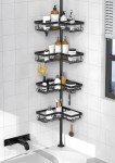 Corner Shower Caddy Tension Pole Organizer - Black