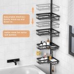 Corner Shower Caddy Tension Pole Organizer - Black
