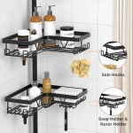 Corner Shower Caddy Tension Pole Organizer - Black