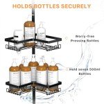 Corner Shower Caddy Tension Pole Organizer - Black