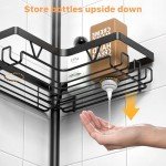 Corner Shower Caddy Tension Pole Organizer - Black