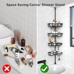 Corner Shower Caddy Tension Pole Organizer - Black