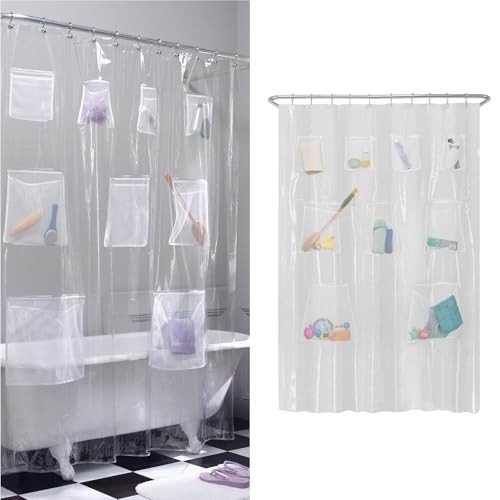 Shower Curtains with Built-In Pockets