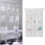 Clear Shower Curtain Liner with Storage Pockets