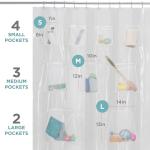Clear Shower Curtain Liner with Storage Pockets