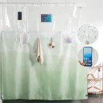 Sage Green Ombre Shower Curtain with Storage Pockets
